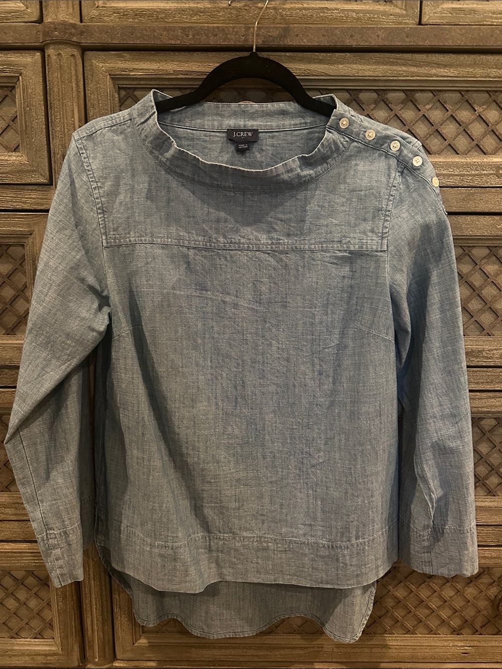 J. Crew Light Blue Chambray Button-Shoulder Women's Top